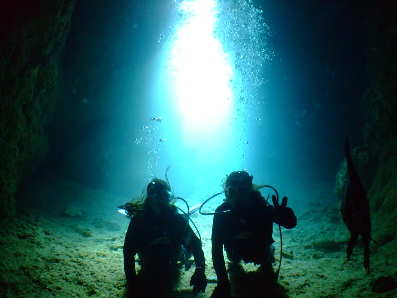 沖縄 恩納村 ボートで行く！青の洞窟体験ダイビング＋餌付け体験＜写真データ付き＞