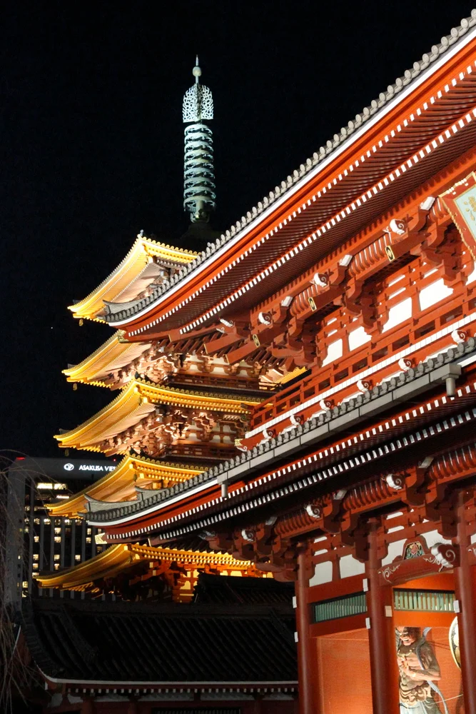 Night view of Asakusa Sensouji temple.