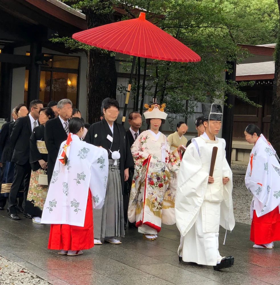 Japanese style of wedding at the Meiji shrine.