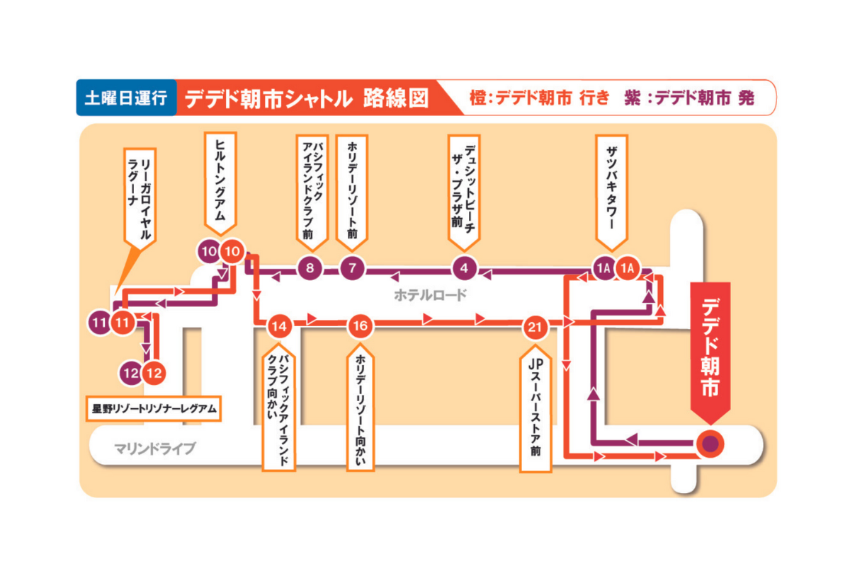 グアム デデド朝市シャトル往復Eチケット 予約＜赤いシャトルバス＞（土曜日限定）