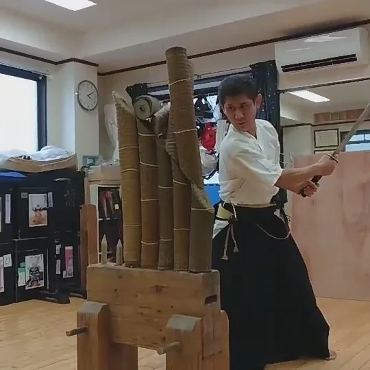 Test cutting specialty Samurai course at a real dojo in Machida, Tokyo