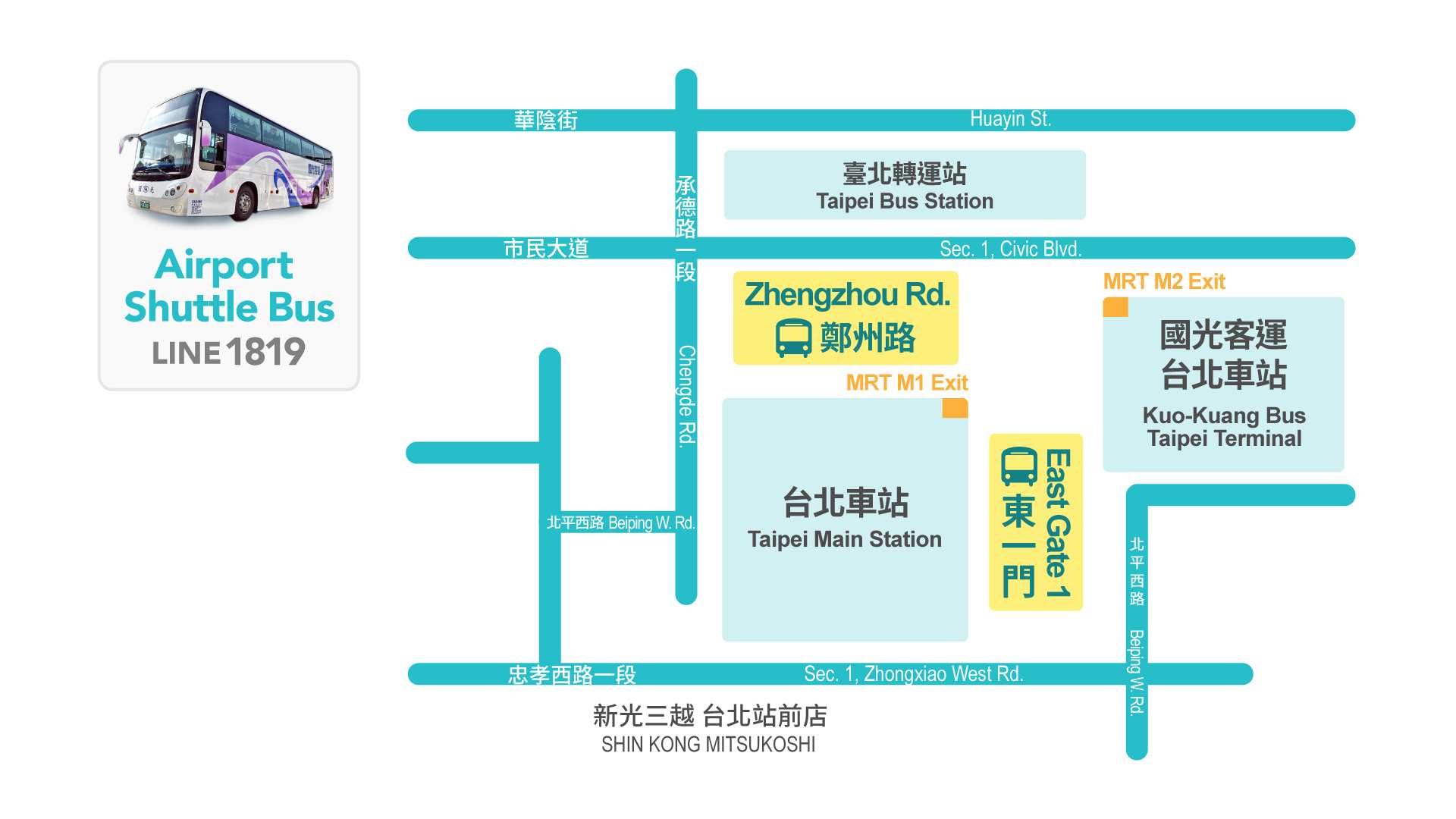 台湾 台北 ⇔ 桃園国際空港（TPE） シャトルバス 國光客運 往復乗車券 予約