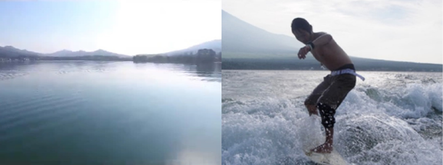 山梨 富士山に一番近い山中湖でウェイクサーフィン体験予約 ＜初心者歓迎＞