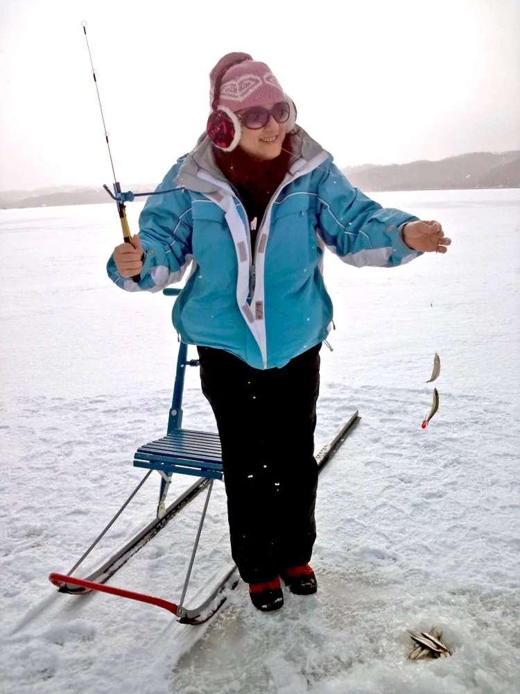 Ice fishing for smelt in Kushiro Marsh