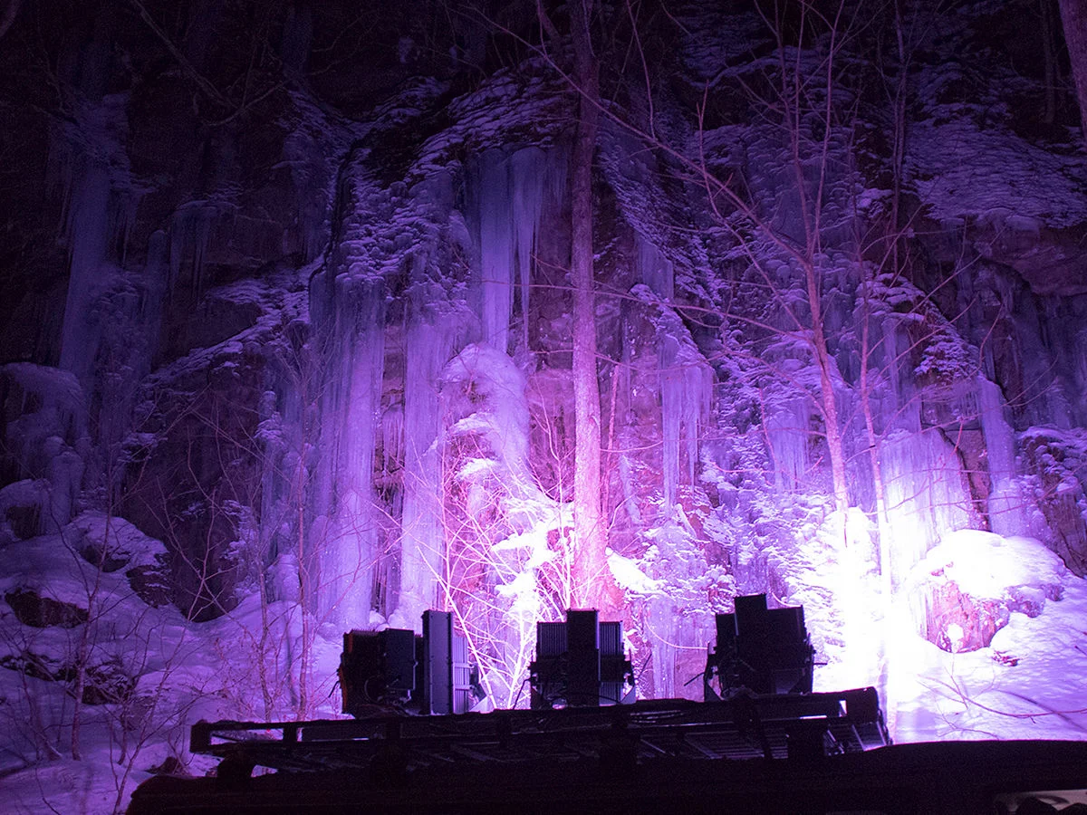 Night Tour of Oirase Gorge's Frozen Waterfall Illuminations